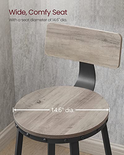 Vasagle Bar Stools Set Of 2, 28.7 Inches Barstools With Back, Counter Stools Bar Chairs With Backrest, Steel Frame, Easy Assembly, Industrial, Greige And Black Ulbc026B02 #TOP6