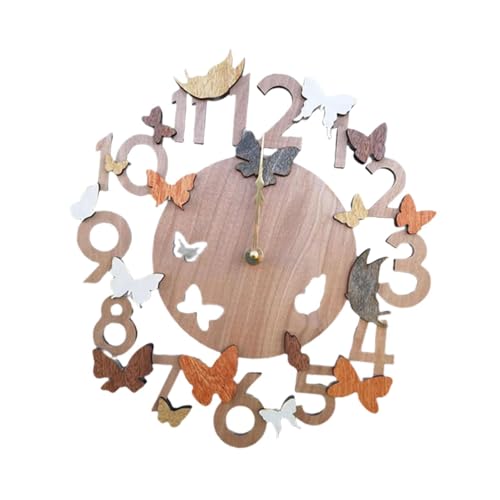 Horloge murale en bois vintage motif papillon pour cadeau idéal - 4