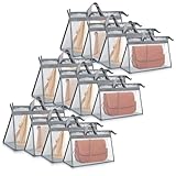 PEOVLVN 12 Pack Dust Bags for Handbags, Clear Handbag Organizer with Zipper and Handle Purse Storage Organizer Hanging Purse Dust Bags for Closet (4 Assorted Sizes)