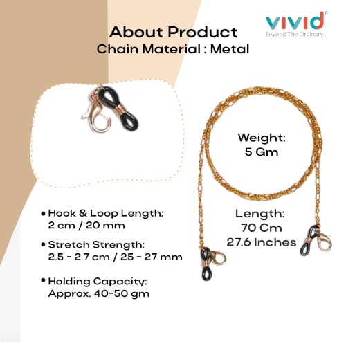 Image of Unisex Specs Holder Hook & Loop Anit Slip Eyewear Lanyard Metal Strap Chain