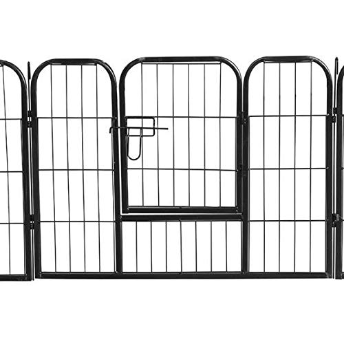 go2buy 32 Panels Heavy Duty Dog Pens Metal Foldable Dog Exercise Pen Playpen Barrier Kennel w/ 4 Doors Indoor Outdoor for Pets Cat Duck Chicken Puppy Fence Black 24-inch