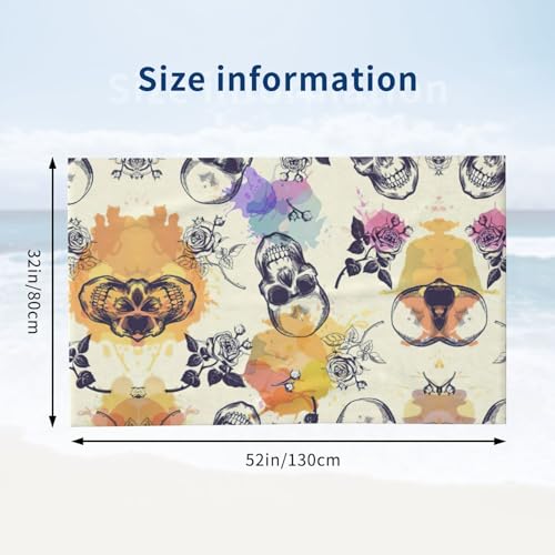 Serviette de bain microfibre tête de mort fleur 81x132 cm - 4