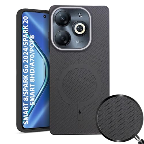 Image of LIRAMARK Rugged Carbon Fibre TPU Armor Silicone Back Cover Case for SMART 8 /Spark Go 2024 /SPARK 20 /SMART 8HD /A70 /POP8