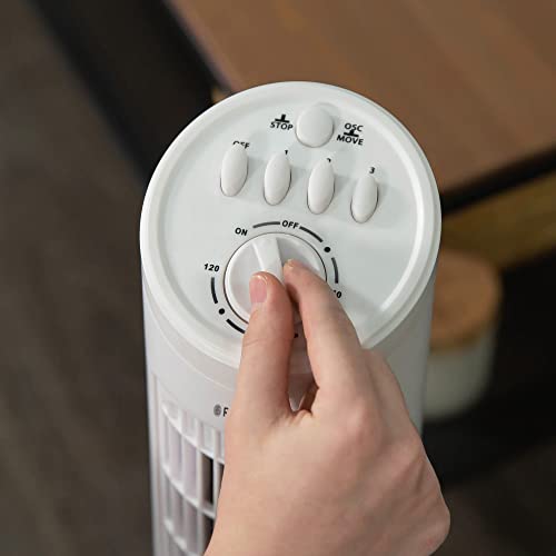 Russell Hobbs Ventilador de torre, 73,66 cm, ligero, 3 velocidades, oscilación de 75°, flujo de aire potente, silencioso, con temporizador, para hogar u oficina, blanco, RHTF2921 - imagen 5