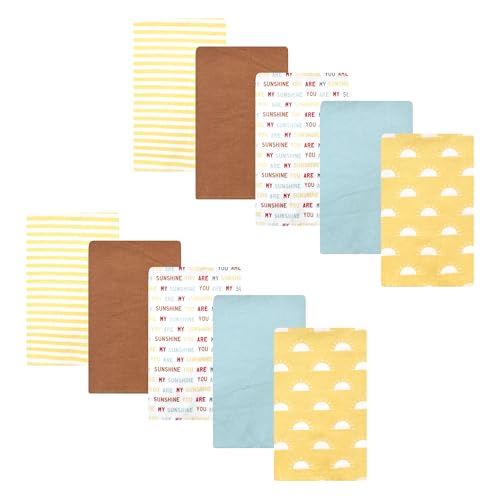 Image of Hudson Baby Unisex Baby Cotton Poly Flannel Burp Cloths, My Sunshine 10 Pack, One Size