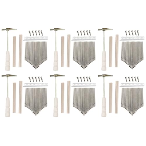 Mauedest 6 x 17 Tasten Kalimba DIY Kit Thum Piano Ersatzteile mit Tasten Bridge Tuning Hammer Kit Kalimba Zubehör