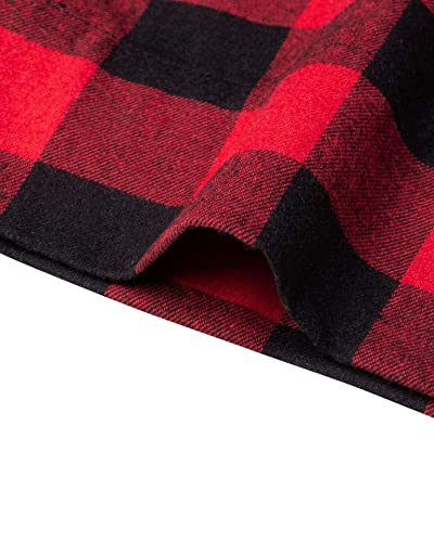 Image of Mens Flannel Pajama Pants Plaid Heavyweight Cotton PJs Bottoms Sleepwear | Soft Cozy with Pockets, Elastic Waistband Drawstring, Adjustable Length, Casual Checkered Lounge Pant, for Home Holiday Daily
