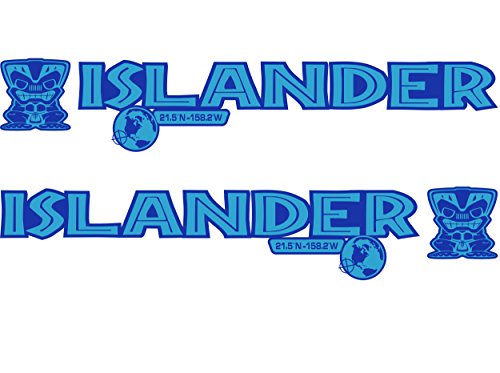 Tower Decals 2 x Light Blue/Blue Islander Edition Hood Decal Beach Club Tiki Man Vinyl Graphic Full Color Fits Jeep Wrangler