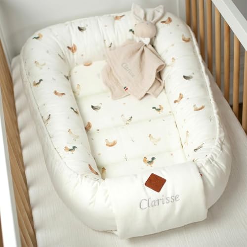 Sevira KIDS – Funda reductora de cama acolchada y reversible, GALLINA Made in France 0-9 meses