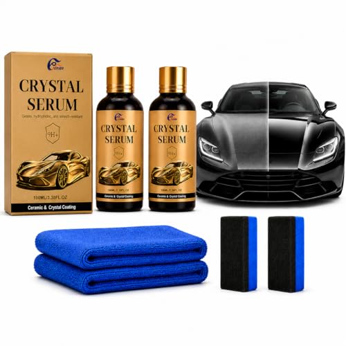 ieribr Car Ceramic Coating Kit, 3 Min Quick Shine Car Polish, Graphene Coating for Cars, Hydrophobic Paint Restore, Scratch Repair & Mirror Finish, Auto Detailing Kit with Sponge & Towel (2)