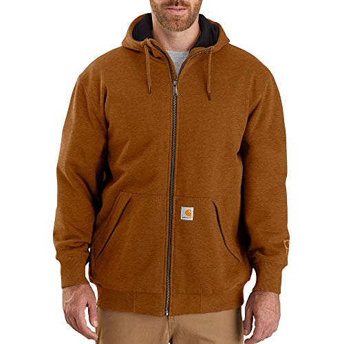 Carhartt mens Rain Defender Loose Fit Midweight Thermal-lined Full-zip Sweatshirt, Oiled Walnut Heather, XX-Large US