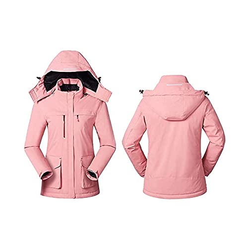CRMY Women's Heated Jacket with Detachable Hood - Insulated Electric Coat, Windproof | Machine Washable (Color : Pink, Size : Medium)