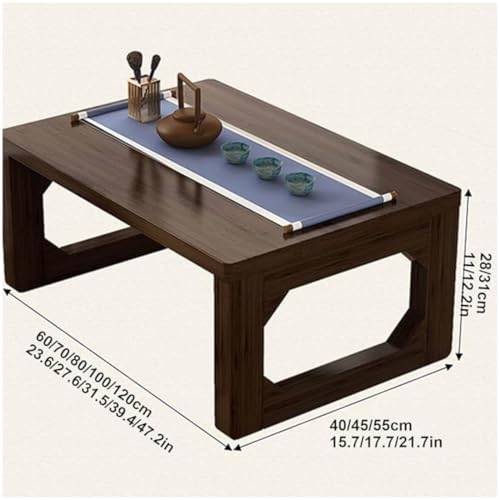 Image of Kang Bay Window Low Table, Spacious Top for Tea & Reading, Foldable Low-Profile Design with Heavy-Duty Load Capacity, Rose Wood, 60x40x28cm