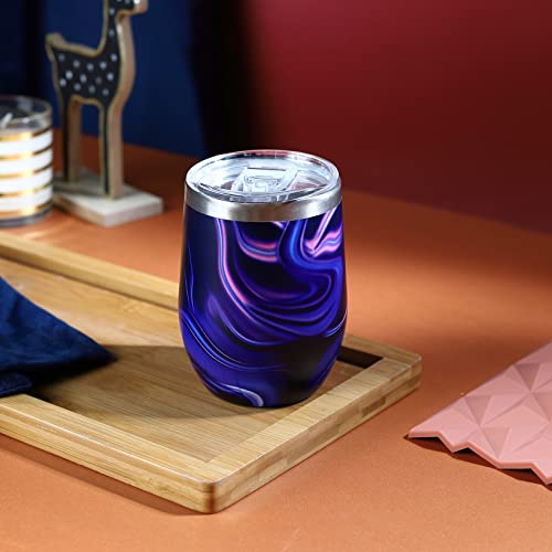 Jielinger Stainless Steel Tumbler With Lid And Gift Box - Wine Tumbler Double Wall Vacuum Insulated Travel Tumbler Cup For Coffee, Wine, Cocktails, Ice Cream (12 Oz, Flowing Lights) #TOP6