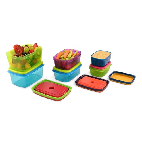 Fit & Fresh Conjunto de almoço saudável infantil, conjunto de recipientes reutilizáveis de 14 peças