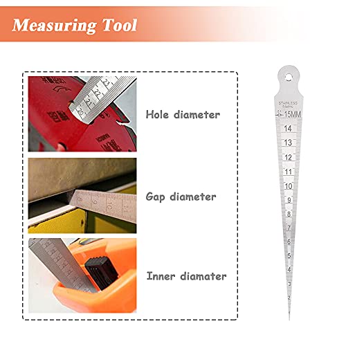 Mesee Taper Gage, 1-15mm Stainless Steel Taper Welding Gauge Inch & Metric Feeler Gap Hole Measuring Tool for Tapering Measurement 5 Mesee Taper Gage, 1-15mm Stainless Steel Taper Welding Gauge Inch & Metric Feeler Gap Hole Measuring Tool for Tapering Measurement - Image 5