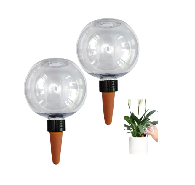 Automatic Watering Globes 500ml/17oz - Self Watering Planter Inserts, Drip Irrigation Devices for Indoor Houseplants & Outdoor Garden Plants, Plant Feeder System for Busy Gardeners (2PCS)