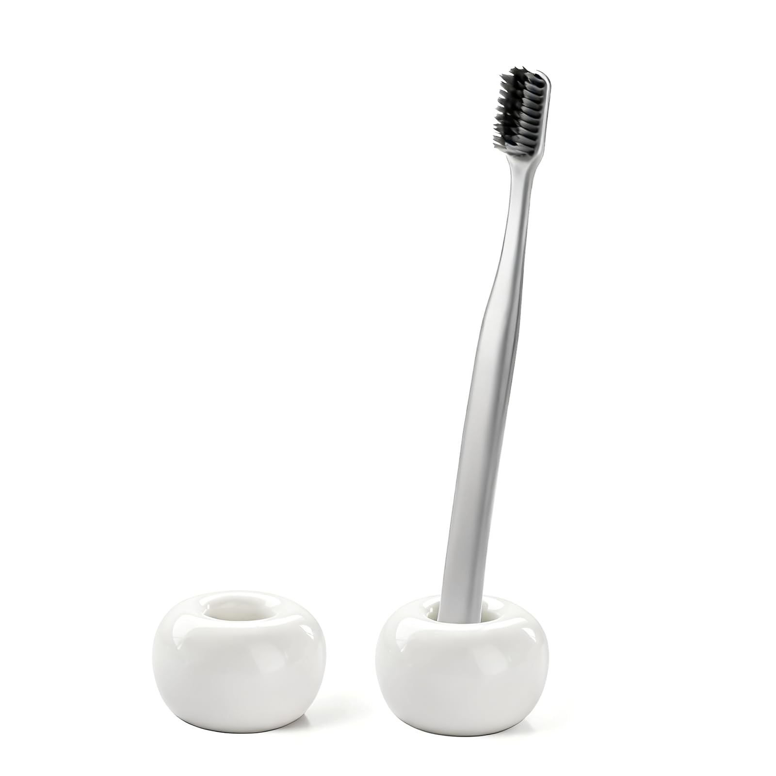 2Pcs Ceramic Toothbrush Holders for Bathrooms Countertop Toothbrush Holder Vanity Makeup Brush Holder Pen Holder Razor Holder Bathroom Tooth Brush Holder Toothbrush Stand