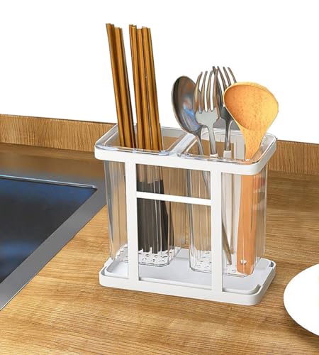 箸立て はしたて 箸置き 箸入れ 食器収納 スプーンラック フォーク収納 キッチンツールスタンド おしゃれ キッチン収納 (透明-方形)