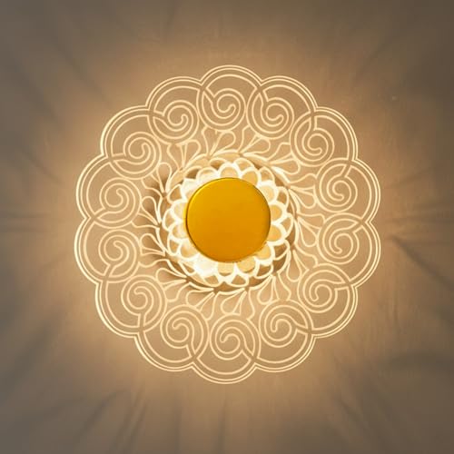 Image of Lamp master Aurex 23cm LED Wall & Ceiling Light | Modern Acrylic Mandala Design | 3-in-1 Color Changing (Warm, White, Natural) | Indoor Lighting for Bedroom, Living Room, Entryway