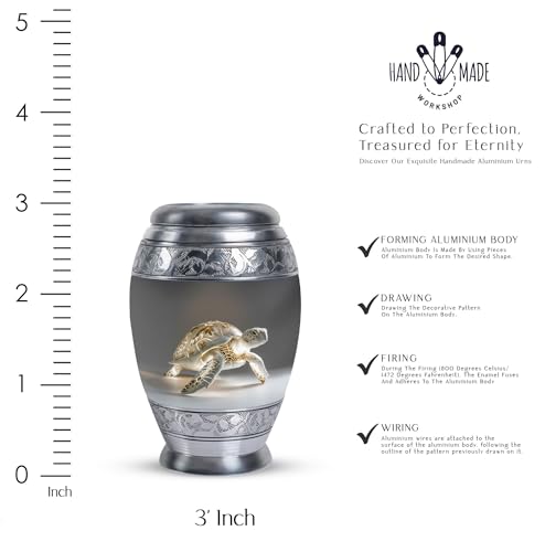 Image of Fantasy Turtle Urn for Human Ashes - Small Urns for Human Ashes - Keepsake Urns for Adult Dad - Urn for Women - Cremation Container (Size - 3inch,2pcs)