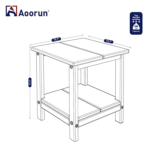 Aoorun Oversized Outdoor Patio Side Table, 2-Tier Poly Patio End Table Adirondack Patio Side Table, Modern Outdoor Side Table For Patio, Porch-White #TOP2