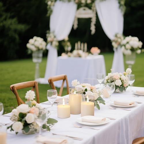 Image of Clear Glass 3-Pack Flameless LED Pillar Candles with Remote | White Wax Battery Operated LED Pillar Candle with Timer Adjusting Brightness Lighting Modesfor Party Wedding Home Decoration