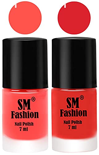 Image of Long Lasting Nail Polish | Nail Paint Combo 7 ml Each) - Set of 2 Baby Pink-Candy Orange