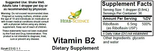 Miniatura 2 de Herb-Science Suplemento de vitamina B2, extracto líquido de gotas de riboflavina, para aliviar el dolor de cabeza, energía natural, apoyo para el