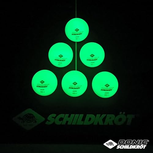 Donic-Schildkröt Tischtennisbälle Glow in the Dark, 6 Bälle für das Spiel bei Dämmerung und Dunkelheit, 608507