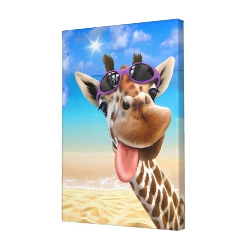 Poster girafe de plage 30x40 pour salon et bureau