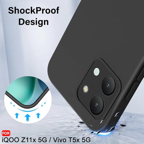 Image of TheGiftKart Liquid Silicon Back Cover Case for iQOO Z11x 5G / Vivo T5x 5G / Vivo Y51 Pro 5G | Total Camera Protection | Micro-Fibre Lining Inside | Shockproof Back Cover Case (Silicone, Black)