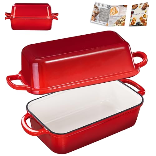 GRMImosa 9x5 Inch Cast Iron Loaf Pan with Lid Loaf Pans for Homemade Bread
