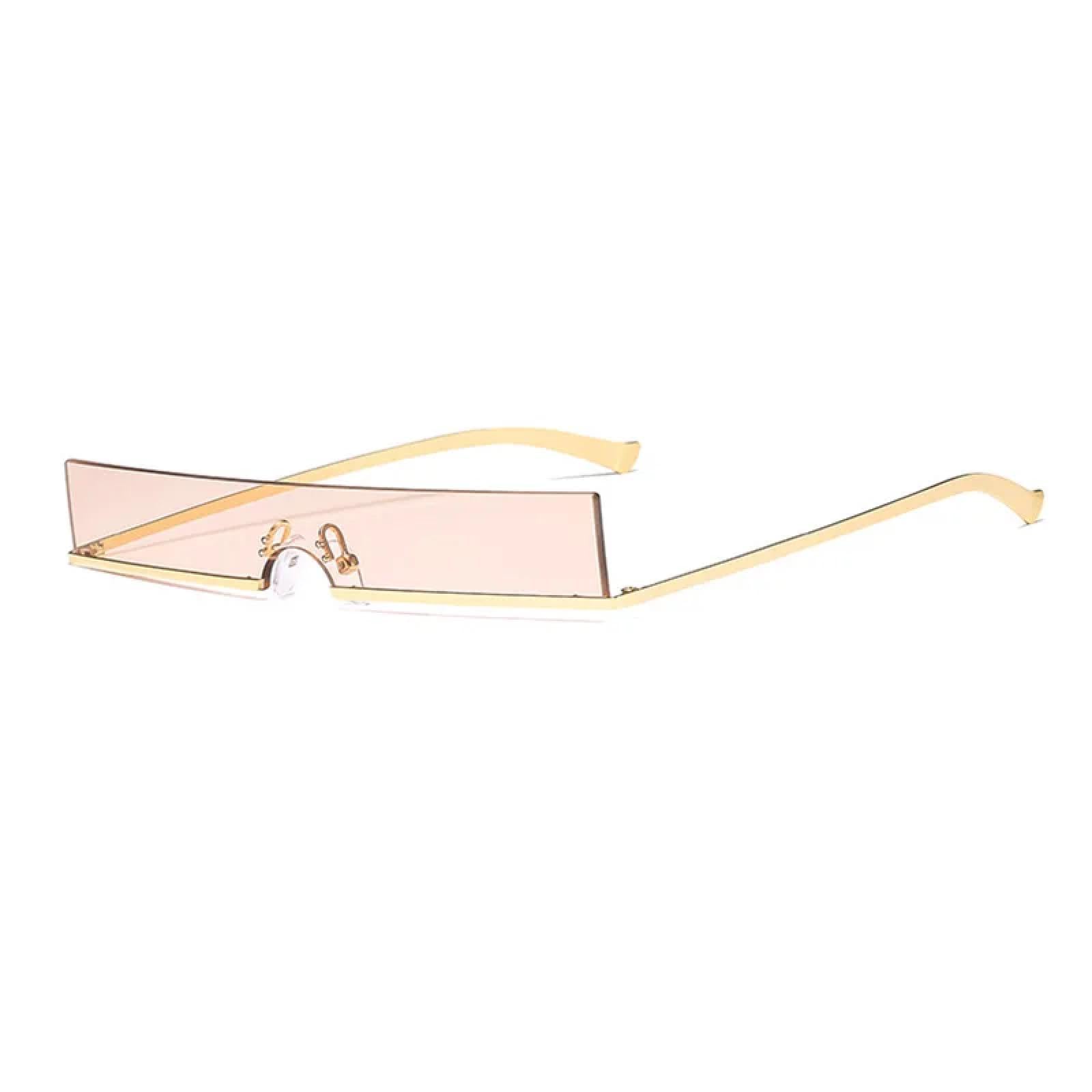 Gafas de sol rectangulares pequeñas de media montura para mujer, populares de una pieza