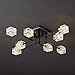 8-Lights Semi Flush Mount Ceiling Light Fixture,Black and Gold Modern Crystal Chandeliers,Farmhouse Lighting Fixtures for Dining Room Living Room Kitchen Bedroom Entryway
