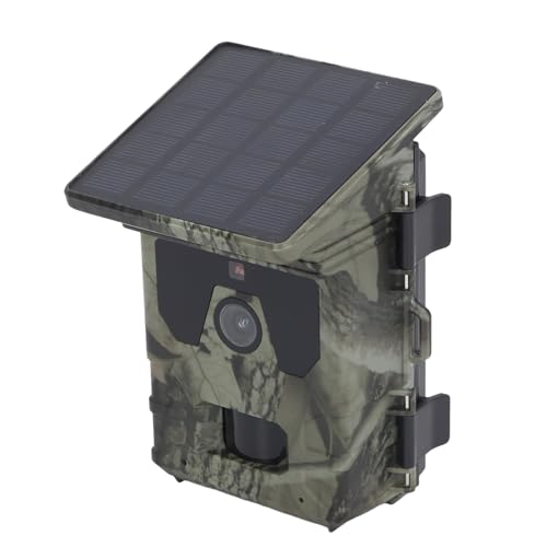 Solar Trail Camera - 4K 50MP, 2600mah Built in Rechargeable Battery, 0.3s Night Vision Motion Activated Tracking IP65 Waterproof Loop Recording Game Camera with Strap