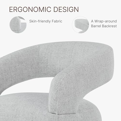 KISLOT Upholstered Dining Chairs with Casters Easy Assembly Require Modern Barrel Armchair with Rollers for Diningroom Bedroom Livingroom Reading Room,Set of 2,Light Grey by KISLOT - Image 4