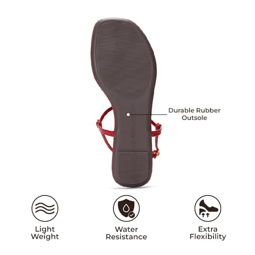 Image of Project Cloud Thong Sandals for Women 2025 - Memory Foam and Lightweight Summer Essentials - Non Slip Flip Flops for Women Footwear with Back Strap Beach Flats Sandals (Celebration, RED, 5)