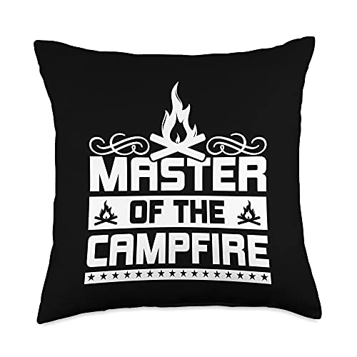 Master Of The Campfire Awesome Camping Gear Accessories Throw Pillow