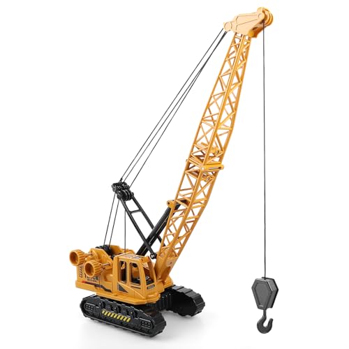 Diecast Crane Truck Toy for Boys Ages 3-12 – Metal Construction Toy Truck with Manual Lifting Arm – Heavy Duty Toy Crane Vehicles for Kids, Christmas & Birthday Gift for Toddlers and Children