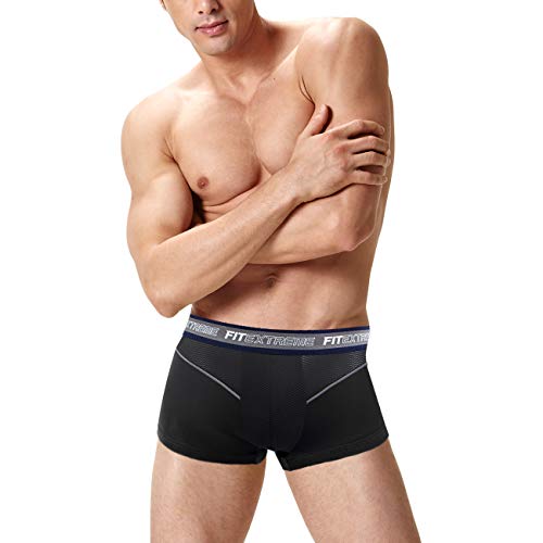 FITEXTREME Mens 5 Pack Cool Sporty Performance Stretch Short Boxer Briefs M