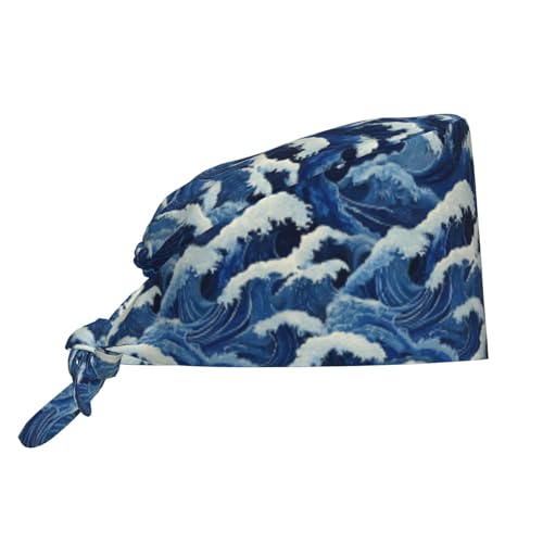 Image of Working Cap Scrub Cap with Sweatband Adjustable Unisex Tie Back Hat for Cleaning Farm Nursing
