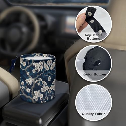 Image of Portable Floral Dustbin Bin Waste Basket Retro Floral Car Accessories Interior Collapsible Universal for Car SUV Trucks