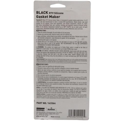 Image of Dynatex Black RTV Silicone Gasket Maker 3 oz Tube - Oxygen Sensor Safe, OEM Specs, 500F Hi-Temp, Oil /Water Resistant, Made in the USA (2-Pack)