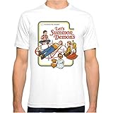 CANHYG Men's Let's Summon Demons Novelty Graphic Funny Tshirt L White