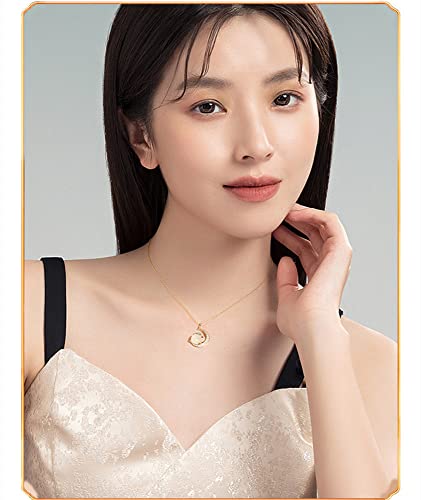 Dtja Gold Plated Rabbit Moon Pendant Necklace for Women Girls Cubic Zirconia Artificial Jade Bunny Animal Adjustable Choker Chain Necklaces Delicate Cute Easter Birthday Holiday Jewelry Gift 18 inch4