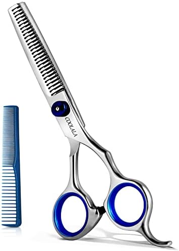 COOLALA Stainless Steel Hair Cutting Scissors Thinning Shears 6.5 Inch Professional Salon Barber Haircut Scissors Family Use for Man Woman Adults Kids