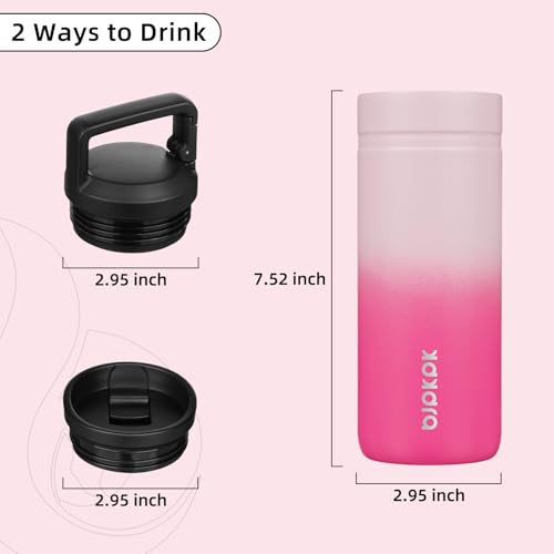 Image of BJPKPK 20 oz Insulated Travel Water Bottle, Coffee Tumbler Stainless Steel | Double Wall Vacuum, Leakproof, Thermal, Keeps Hot /Cold, Dishwasher Safe, Spill Proof, Wide Mouth, 2 Lids, Cherry Blossom
