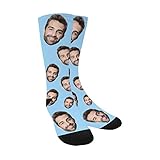 MyPupSocks Personalized Photo Pet Face Printed Change Men Face Size Custom Face Crew Socks Sky Blue
