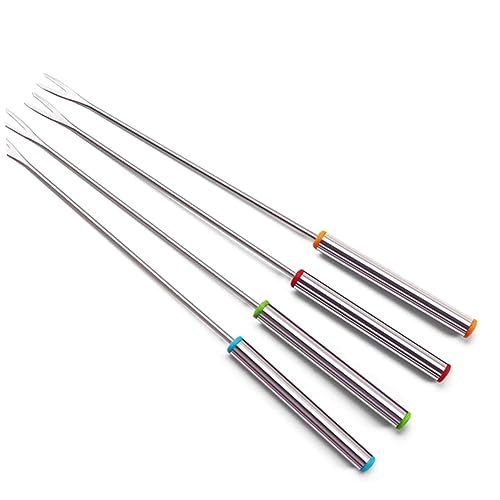 VICASKY 5pcs Bbq Accessories Stainless Steel Forks for Outdoor Cooking Grill Utensils Smooth Tips Heat Handles Random